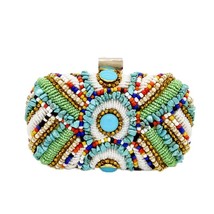 Boutique De FGG Vintage Bohemian Women  Clutch Purses Beaded Bag Evening Bag Wed - £79.08 GBP