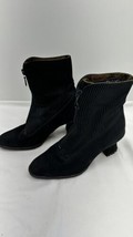 Aquatalia By Marvin K Women&#39;s Black Suede Boots Victorian Heel Zipper Italy - $133.60