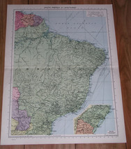 1940 Original Vintage Wwii Map Of Brazil / South America - $26.01