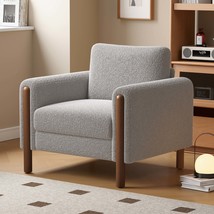 Oversized Accent Chair, Grey Upholstered Living Room Chair - £215.28 GBP