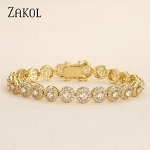 Classic Geometric Round Cubic Zirconia Tennis Bracelet Bangles for Women Charm L - £18.66 GBP