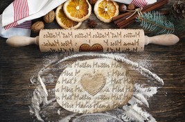 Engraved rolling pin.MOTHER&#39;S DAY. Original shape. HEART pattern. Laser ... - $27.49