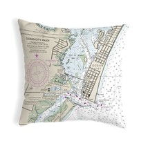 Betsy Drake Ocean City Inlet, VA Nautical Map Noncorded Indoor Outdoor Pillow - £42.83 GBP
