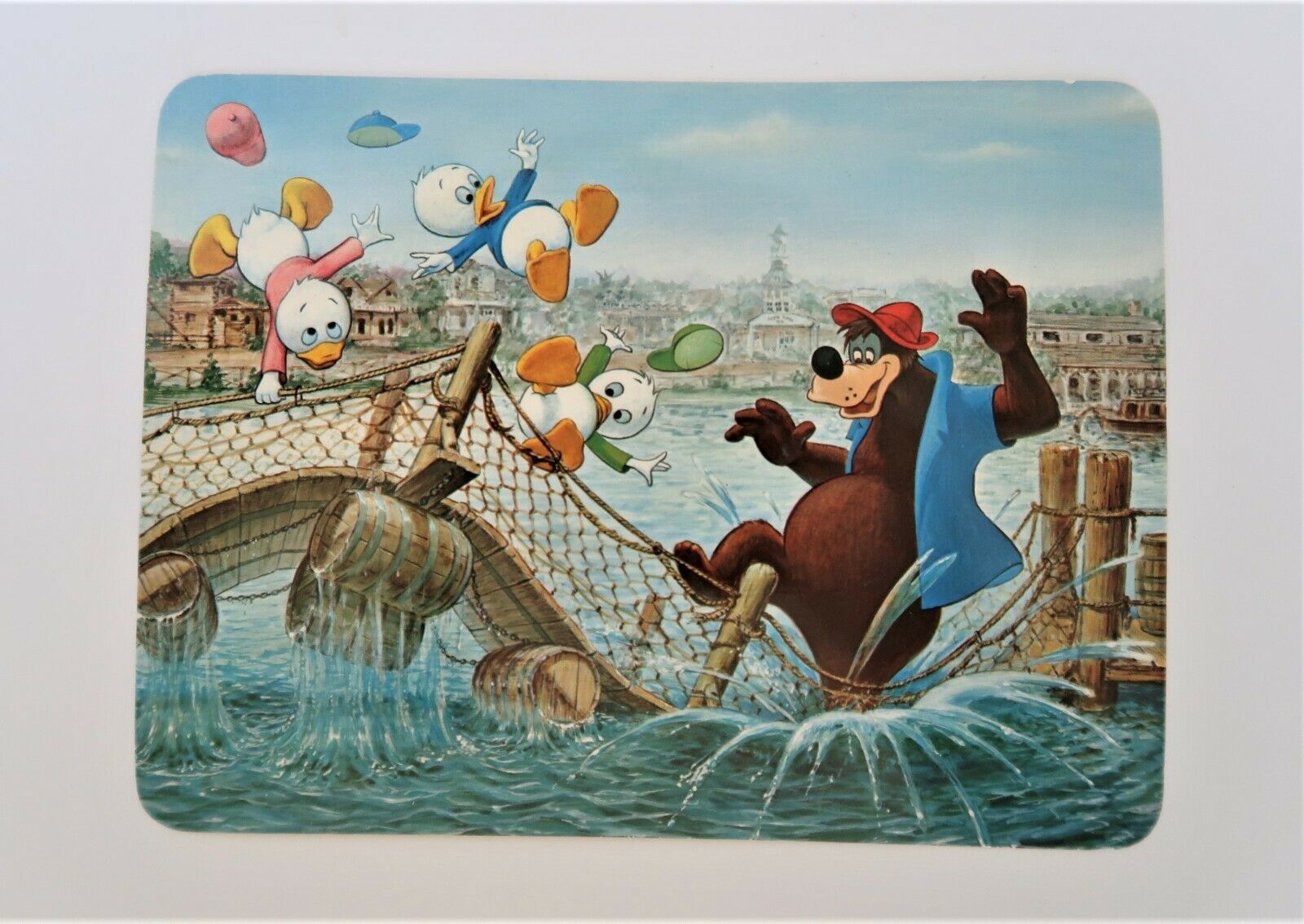 Vtg Walt Disney Postcard B'ar-rel Bridge Bouncin' 1979 Ephemera Huey Dewey Louie - $9.99