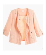 Chicos Womens Jacket Peach Drape-Front Easy Linen Roll Tab Open Front 1 ... - $27.72