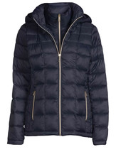NEW Michael Michael Kors Women’s Packable Puffer Jacket Size Large Navy Blue NWT - £101.26 GBP