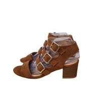 Kaari Blue Sandals Womens Size 8 Brown Microsuede Buckle Open Toe Block ... - £16.46 GBP