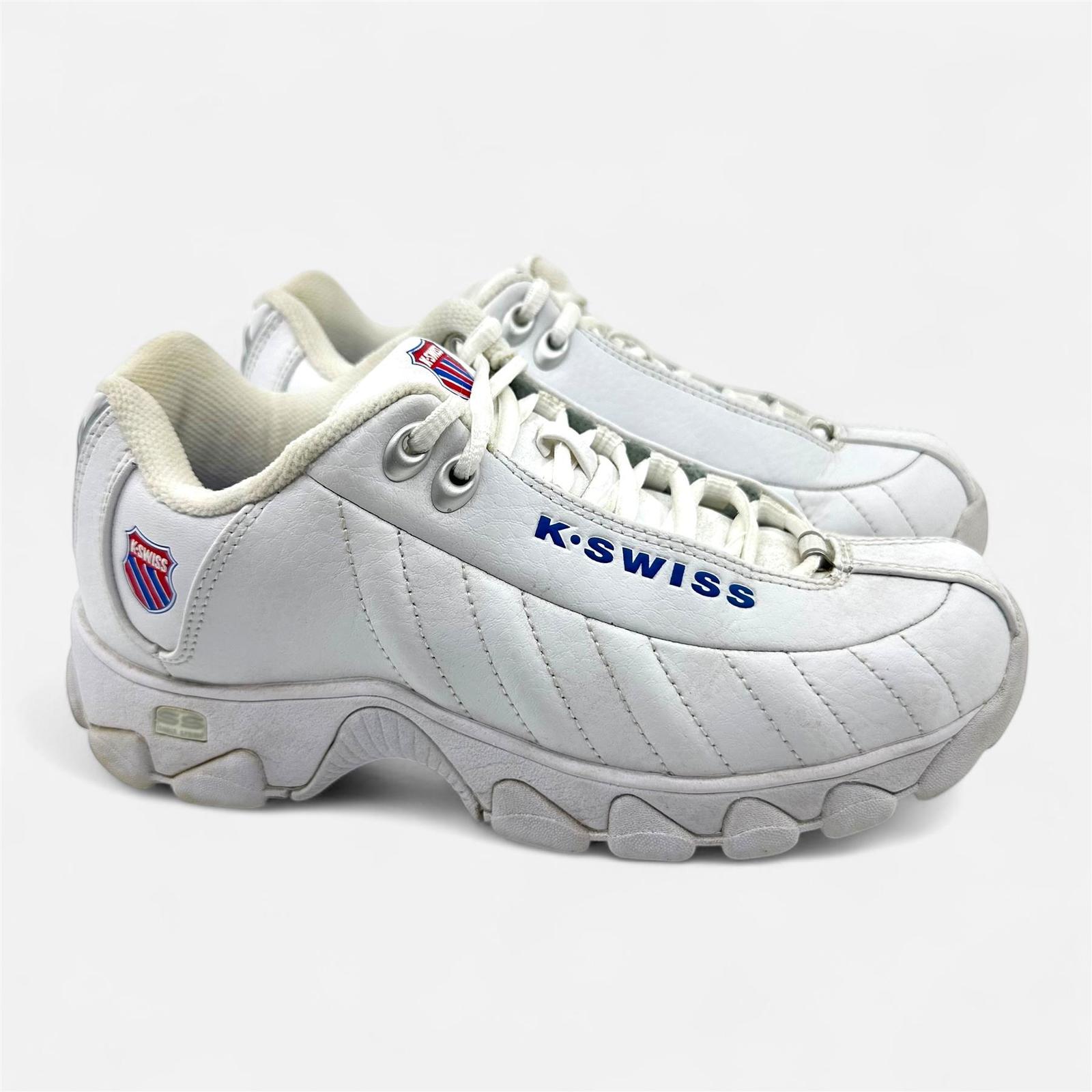 K-Swiss ST329 Heritage White Classic Blue Red Womens Size 6.5 Athletic S... - $29.95