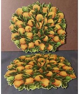 Vintage Hard Cardboard Place Mat Shaped Lemons 2pc 13.5x15 Mid Century - $23.17