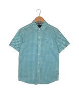 Nautica Shirt Boys L 14/16 Plaid Short Sleeve Button Up Logo Collared Aq... - $24.35 CAD