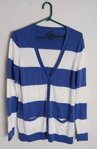 Tommy Hilfiger Long Sleeve Blue/ White Strpied Cardigan Women&#39;s Size M - $336.58 MXN