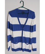 Tommy Hilfiger Long Sleeve Blue/ White Strpied Cardigan Women&#39;s Size M - $336.58 MXN