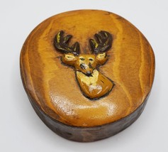 Outsider Art Folk Art Legno Deer Intagliato 8.9cmx3-1.3cm - £39.60 GBP