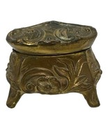 Vintage Jewelry Casket Brass Tone Metal Footed Jewelry Box Art Nouveau F... - $37.20 CAD