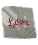 VTG Partially Finished Needlepoint Love Script Print Pillow Cover 12&quot;x12&quot; - $12.26 CAD