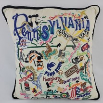 Pennsylvania Crewel Pillow Catstudio Hand Embroidered Handmade Finished 20&quot; Vtg - £72.16 GBP
