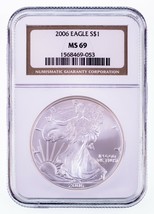 2006 Plateado American Eagle Graduado Por NGC Como MS-69 - $83.18