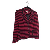 BANANA REPUBLIC Size 0 Dark Red Black Striped Blazer Dark Academia 3 Button - $26.14