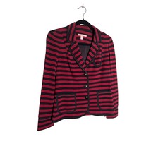 Banana Republic Size 0 Dark Red Black Striped Blazer Dark Academia 3 Button - £20.47 GBP