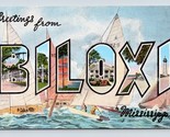 Grande Lettera Greetings From Biloxi Mississippi Ms Unp Non Usato Lino C... - $7.12