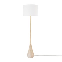Kanana 65&quot; Floor Lamp, Faux Wood, Cotton Shade - £231.70 GBP