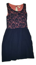 NWT Xhilaration Girl&#39;s Juniors Sizes Navy Blue/Coral Lace Fit &amp; Flare Dress - £12.54 GBP