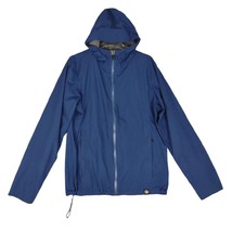 REI CO-OP Men&#39;s M Navy Blue Full Zip Hiking Windbreaker Rain Jacket w Visor Hood - £30.27 GBP