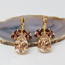 Caroline Svedbom Drop Earrings Timo Rose Crystal Gold Tone Earrings - £31.93 GBP