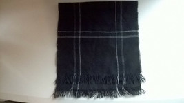 Black with White Stripes and Fringe Knit Scarf 4’x11” - £12.06 GBP