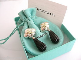 Tiffany &amp; Co Silver 18K Gold Onyx Dangle Dangling Earrings Starfish Gift... - £1,017.17 GBP