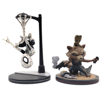 Marvel Q Fig Figure Lot Silver Black Spider-Man & Rocket Racoon with Baby Groot - £16.06 GBP