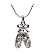 Ballet Slippers Pendant Necklace Ballerina Dancer Rhinestone Women Girls... - $9.95