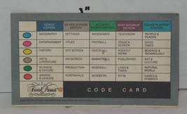 1983 Trivial Pursuit Baby Boomers Edition Replacement Category Code Card - £7.86 GBP