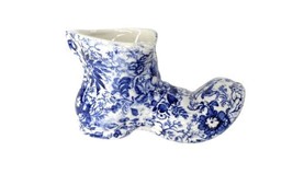 Vtg Blue &amp;White Staffordshire Old Foley James Kent Shoe Boot 18th Century Chintz - £15.79 GBP