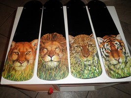 Custom ~ Wild Jungle Cats Ceiling Fan Lion ~ Tiger ~ Cheetah ~ Leopard Jaguar - £93.37 GBP