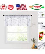 Chic 54&quot; x 16&quot; Sheer Voile Curtain Valance with Leaf Embroidery for Cozy... - $26.56 CAD