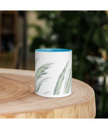 New Coffee Tea Mug Color Inside Green Willow Floral 11 oz Dishwasher Safe - £10.72 GBP