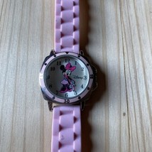 Vintage Disney Minnie Mouse Watch Accutime MN1063KL Pink Rubber Strap Vi... - $20.00