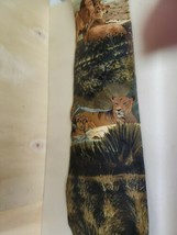 Vintage Silk Endangered Species Tie Lions   Made in USA  T111 - £12.55 GBP