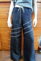 Linen Pants Long Drawstring Waist HI-WAISTED Organic Flax Pocket Made In Europe - £118.83 GBP