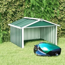 vidaXL Green Galvanized Steel Rectangular Outdoor Garden Shed 8x6 ft Water - $2,459.57 MXN
