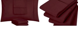 4 Pack Microfiber Pillowcases Ultra Soft Pillowcover King Queen Burgundy/Red - £20.77 GBP+