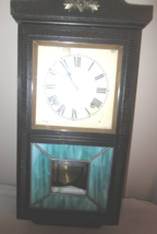 Antique SEIKOSHA wall clock made in Japan with Stain Glass lower panel - $122.77