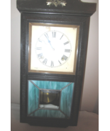 Antique SEIKOSHA wall clock made in Japan with Stain Glass lower panel - $122.77