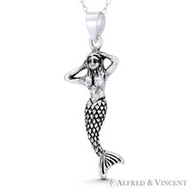 Mermaid Siren of Sea Boho Beachbum Sealife 3D Charm Pendant .925 Sterling Silver - £22.26 GBP+