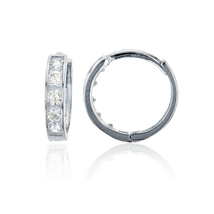 ADIRFINE 14K Solid White Gold Cubic Zirconia Huggie Hoop Earrings - $75.59+