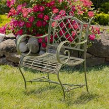 Zaer Ltd. Victorian-Style Iron Garden Armchair Stephania (Antique White) - £191.56 GBP