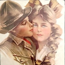 Boy Scout With Pretty Girlfriend 1915 Antique Lithograph Art Print HM1D - £56.29 GBP