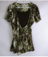 Nick &amp; Sarah Women&#39;s Green &amp; Black Wrap Blouse With Floral Designs Size ... - $20.15 CAD