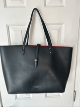 Victoria's Secret Black Faux Leather Large Tote Bag w/ Red Lining XOXO Bag - $24.75